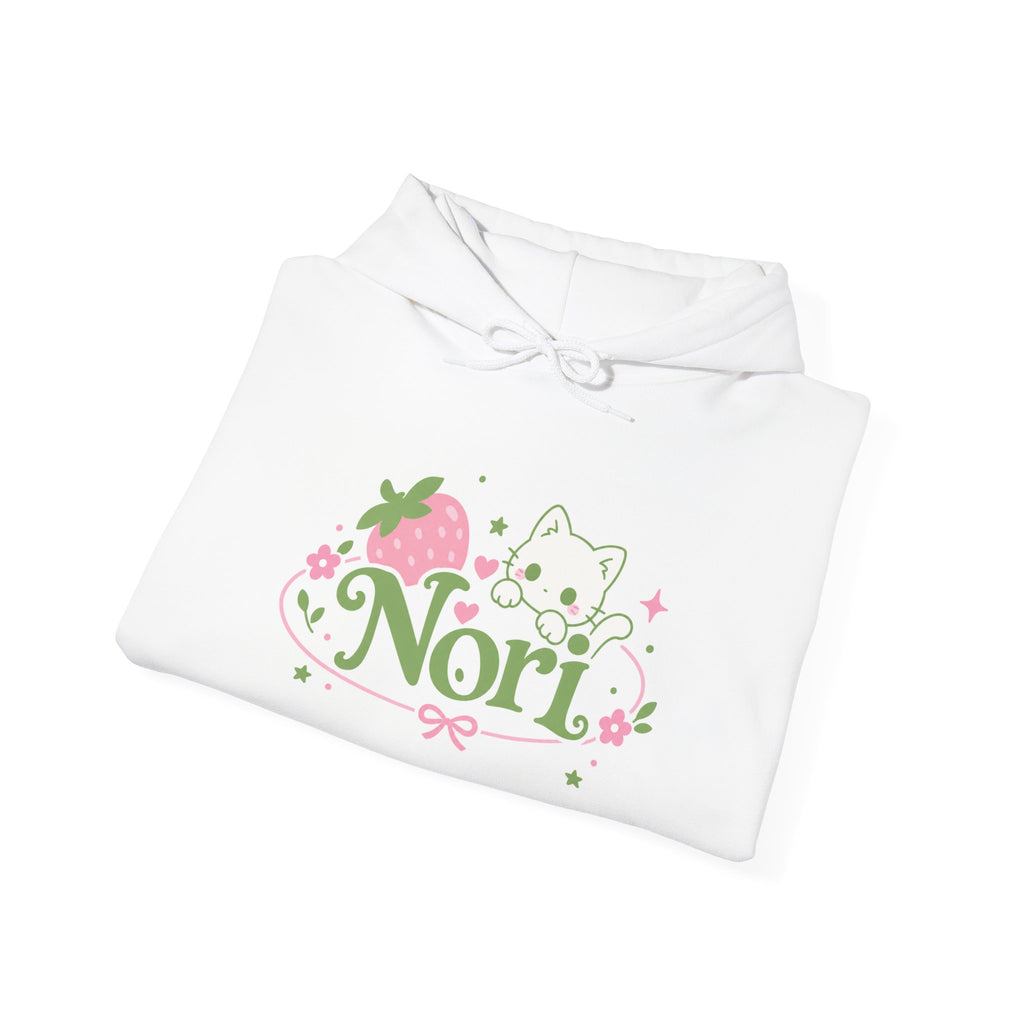 Nori Kawaii Cat Hoodie — Cute Strawberry Pastel Graphic Sweatshirt