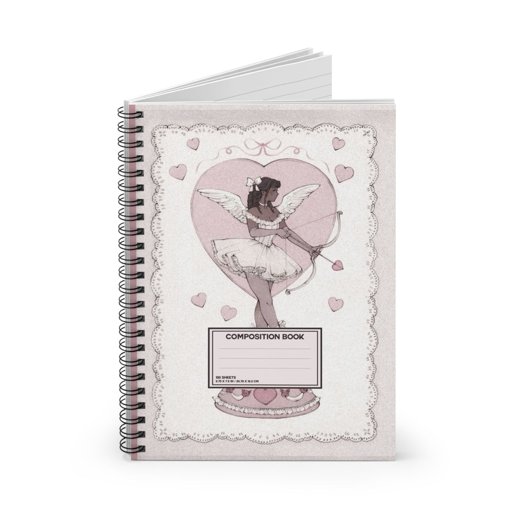 Cupid Ballerina Spiral Notebook — Vintage Pink Composition Book for Notes & Journaling