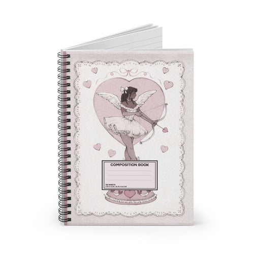 Cupid Ballerina Spiral Notebook — Vintage Pink Composition Book for Notes & Journaling