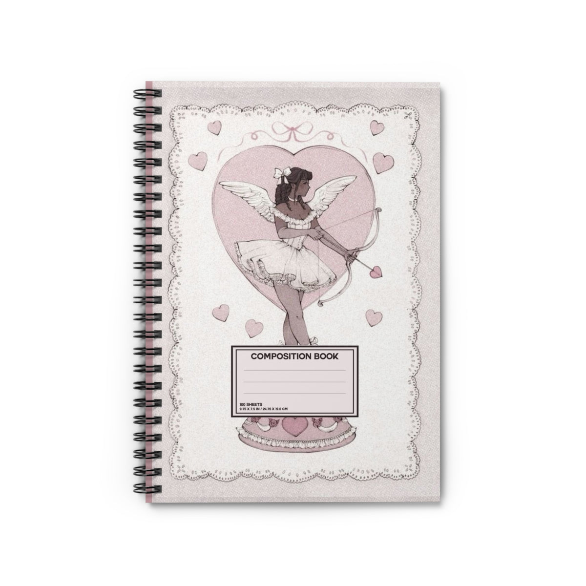 Cupid Ballerina Spiral Notebook — Vintage Pink Composition Book for Notes & Journaling