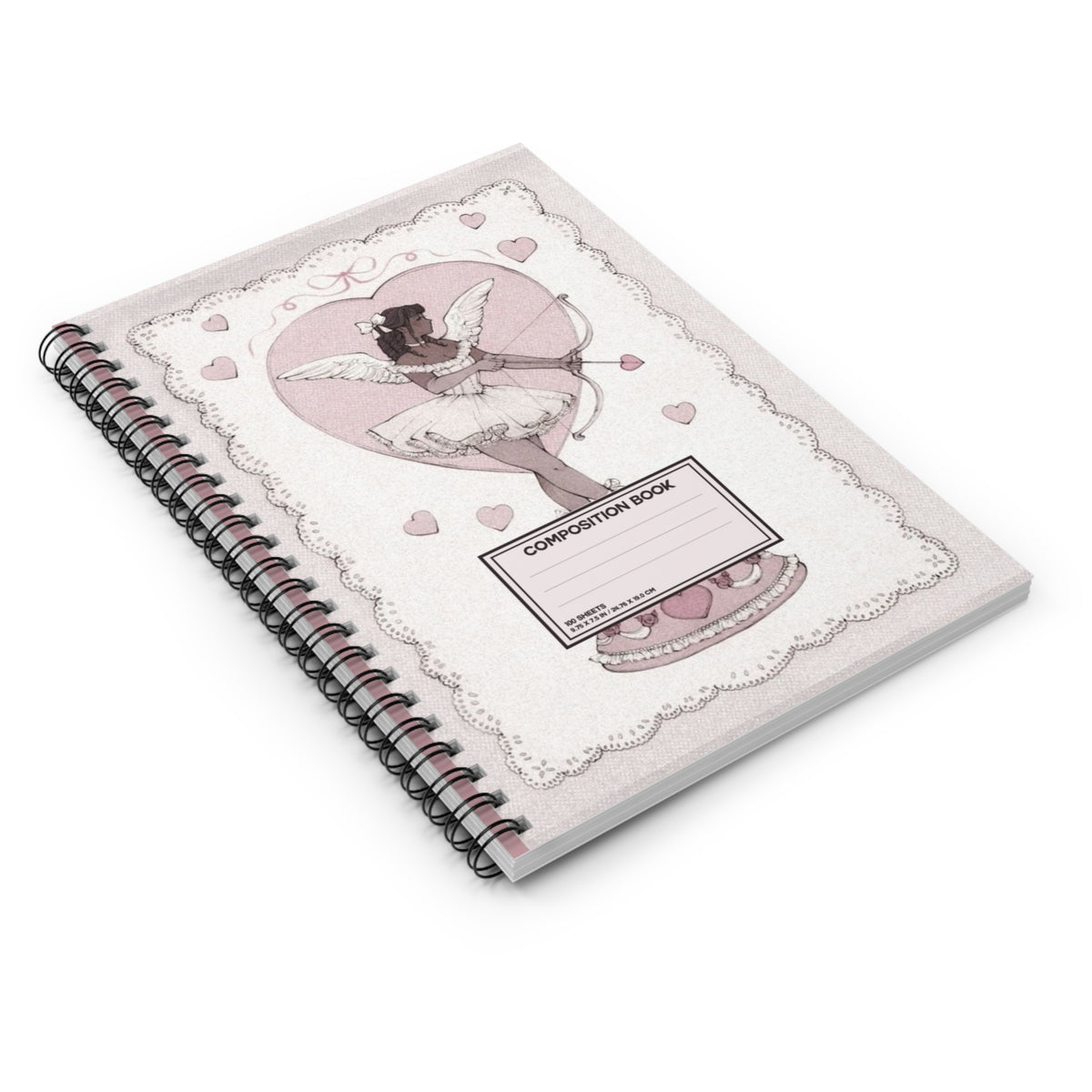 Cupid Ballerina Spiral Notebook — Vintage Pink Composition Book for Notes & Journaling